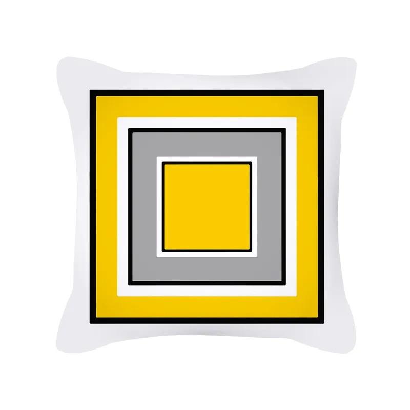 Yellow Pattern Home Decoration Cushion Cover Nordic Style Home Sofa Cushion Cover Black and Gray Striped Plaid Pillow Cover