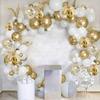 30PCS 10/12Inch White And Golden Balloons Pearl White Balloons Golden Confetti Balloons For Birthday Weddings Anniversary Party