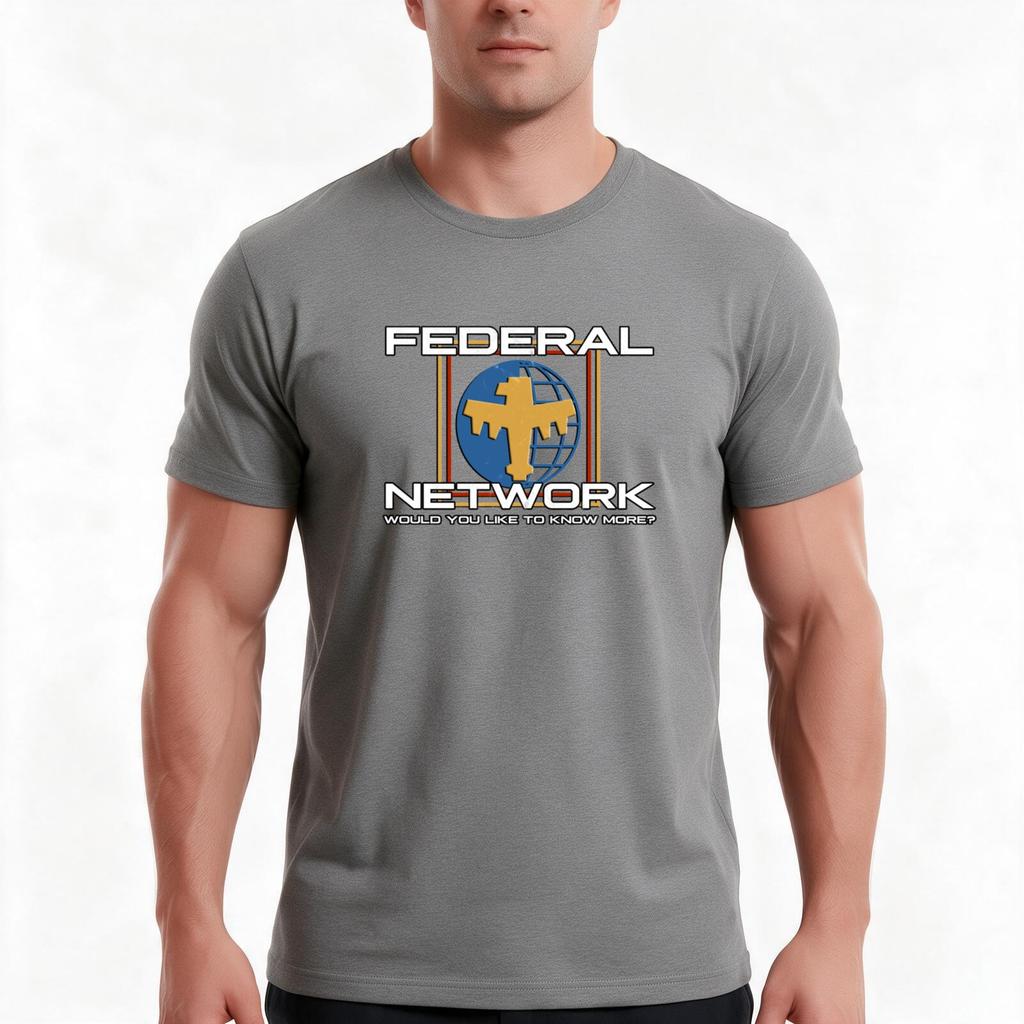 Federal Network Logo Tshirt Summer Casual Cotton Tee Oversized Streetwear Tops Vintage Graphic Print Loose Fit Short Sleeve