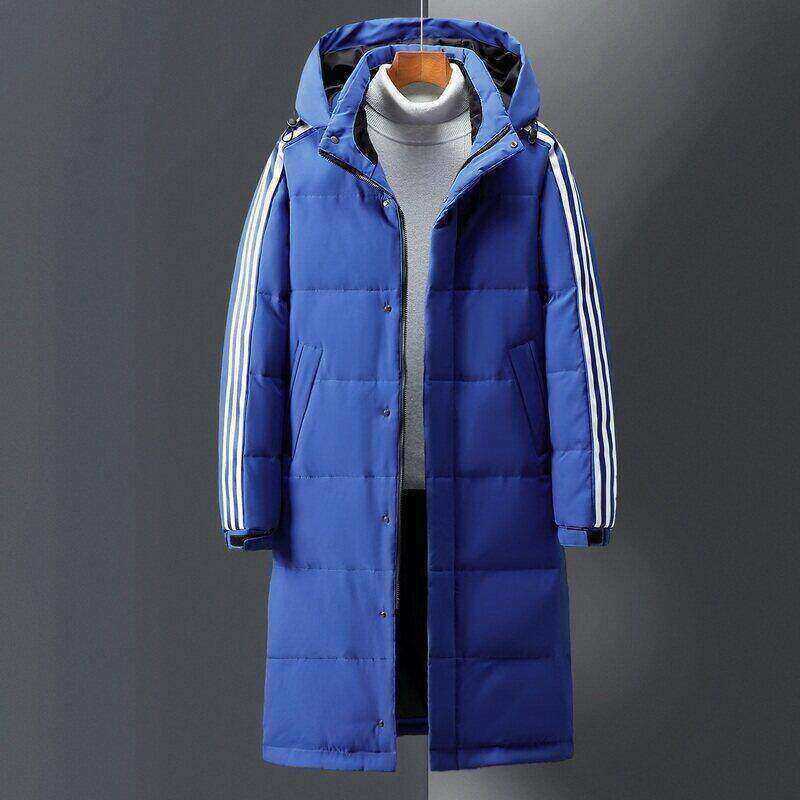 Low Down Three Bars Flying Silk Down Jacket Men's and Women's Winter Coat Long Loose Winter Training Down