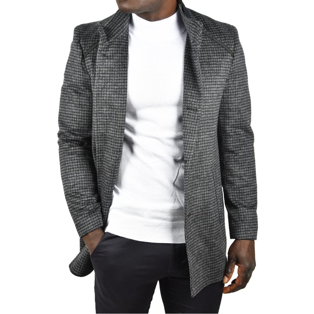 DeepSEA Pötikare Desenli Dik Yaka Dar Kesim Hakim Yaka Kaşe Kaban 2407003