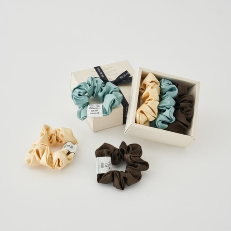 VILLA DE SILK Baby Scrunchie 3set(Butter/Teal green/Brown)