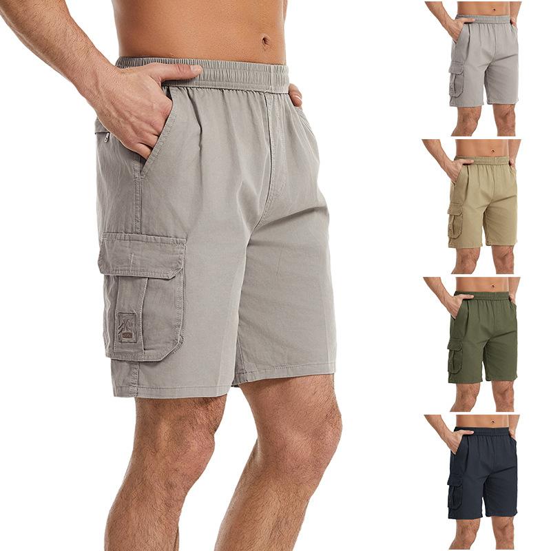 Sports Shorts Summer Thin Breathable Workwear Loose Running Pure Cotton Casual Five Quarter Pants Elastic Men's Pants