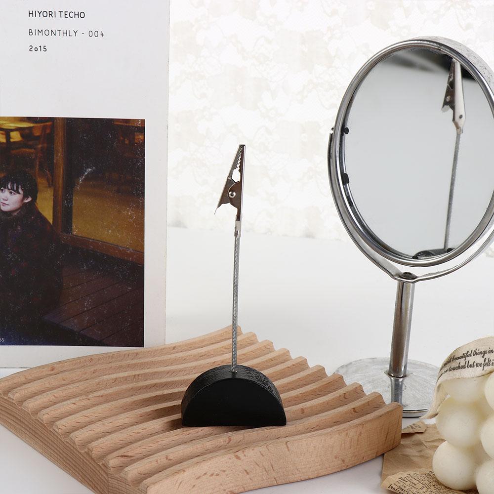 Message Memo Wooden Base Party Supplies Memo Clip Card Holder Photo Paper Clamp Bedside Ornaments