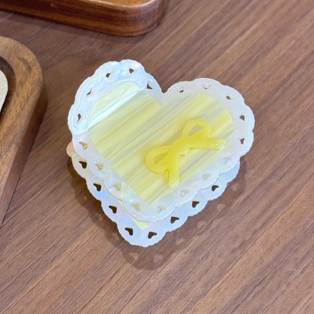 

Заколка для волос из ацетата целлюлозы Stripe Элегантная заколка-бант Модная заколка-сердечко Зажим-акула Друзья жёлтый