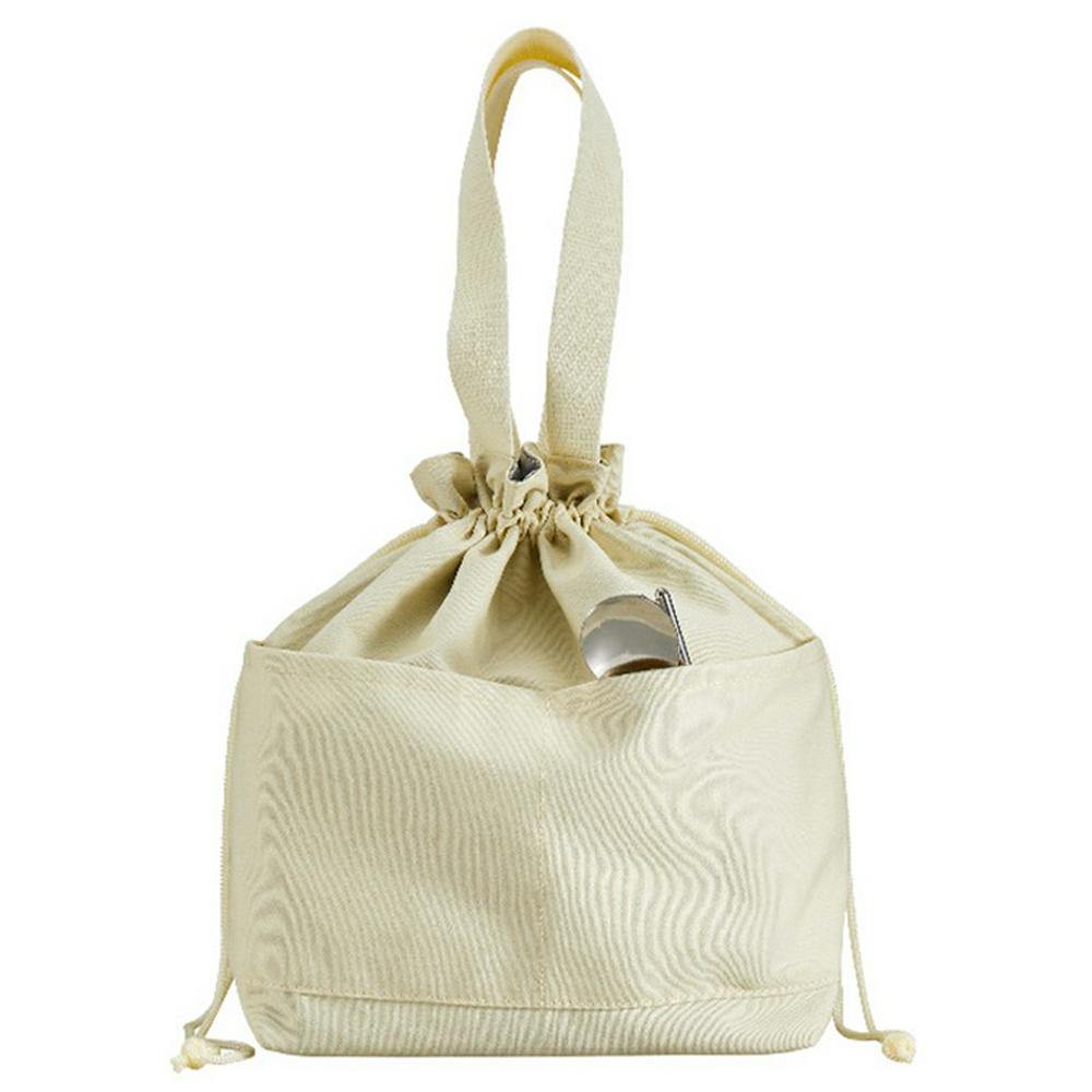 Canvas Lunch Bag Drawstring Insulated Tote for Work Picnic Portable Meal Container Carrier