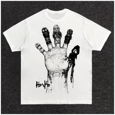 2025 Herbst Winter Schwergewicht Neues Bizarres Stil Bedrucktes T-Shirt für Männer und Frauen Reine Baumwolle Modisches und Atmungsaktives T-Shirt