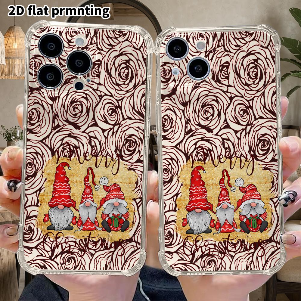 Phone Case: 2D Flat Design, Fits iPhone 18 17 16 15 14 13 Pro, Transparent Corner Protection Case, Christmas Elf, Christmas and Halloween Gift