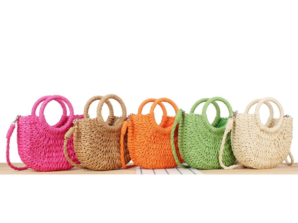 Women's Simple Style Semicircle Woven Beach Tote Crossbody Bag