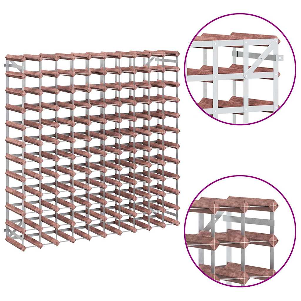 120 Bottle Wine Rack In Brown Solid Pine Wood