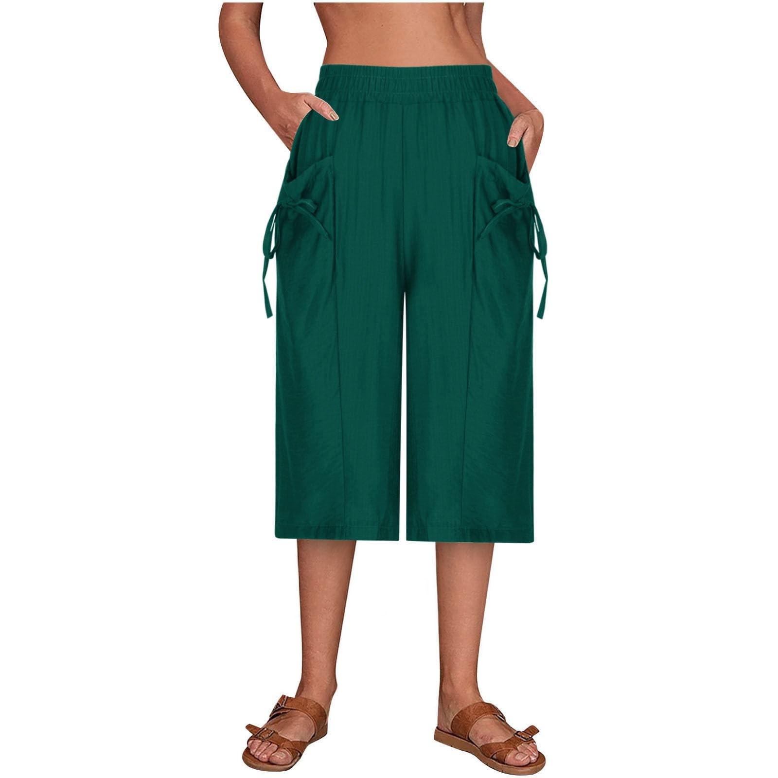 

Женские летние однотонные широкие брюки, свободные модные, удобные и повседневные укороченные брюки XXL