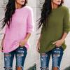Moda Autunno Inverno Donna Maglione Morbido Colore Unico Manica Lunga Pullover Top