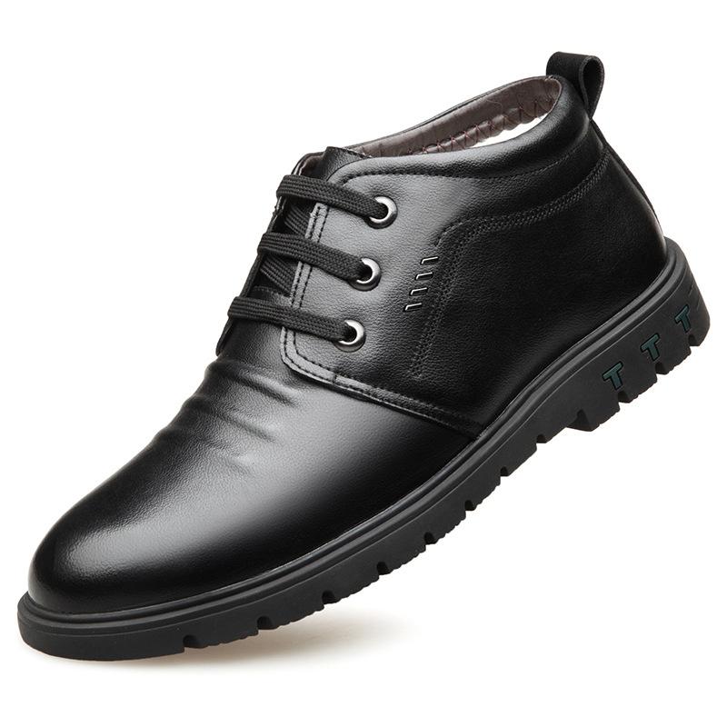 Hot winter cotton shoes men's genuine leather cashmere warm casual shoes velvet leather shoes non-slip middle-aged and elderly dad shoes