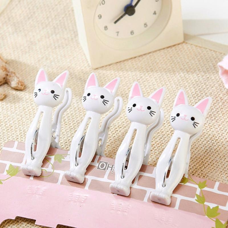 4 szt. Plastikowe klamerki do prania w kształcie kotów Klipsy do ubrań Kreskówkowe klipsy do ręczników plażowych Klips do pościeli skarpetek Wiatroszczelne klipsy do prania do domu
