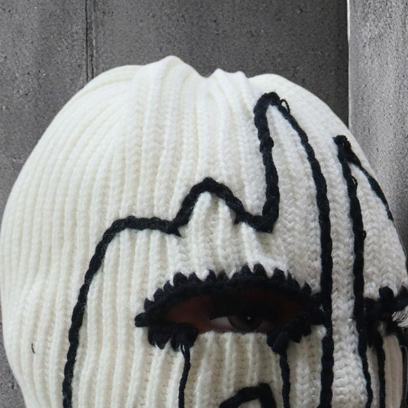 Knitted Balaclava Hat Mask Headgear For Halloween Event Windproof Face Cover Hat For Skiing Hiking And Outdoor Activity