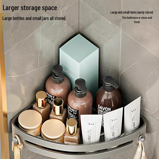 Wall-Mounted No-Drill Triangle Bathroom Storage Shelf