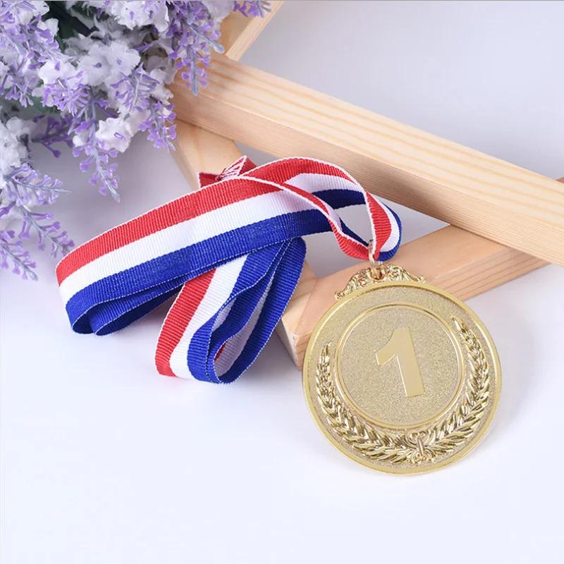 5cm Coin Metal Award Medals with Neck Ribbon Gold Silver Bronze Style for Sports Academics or Any Competition Diameter Gold Coin
