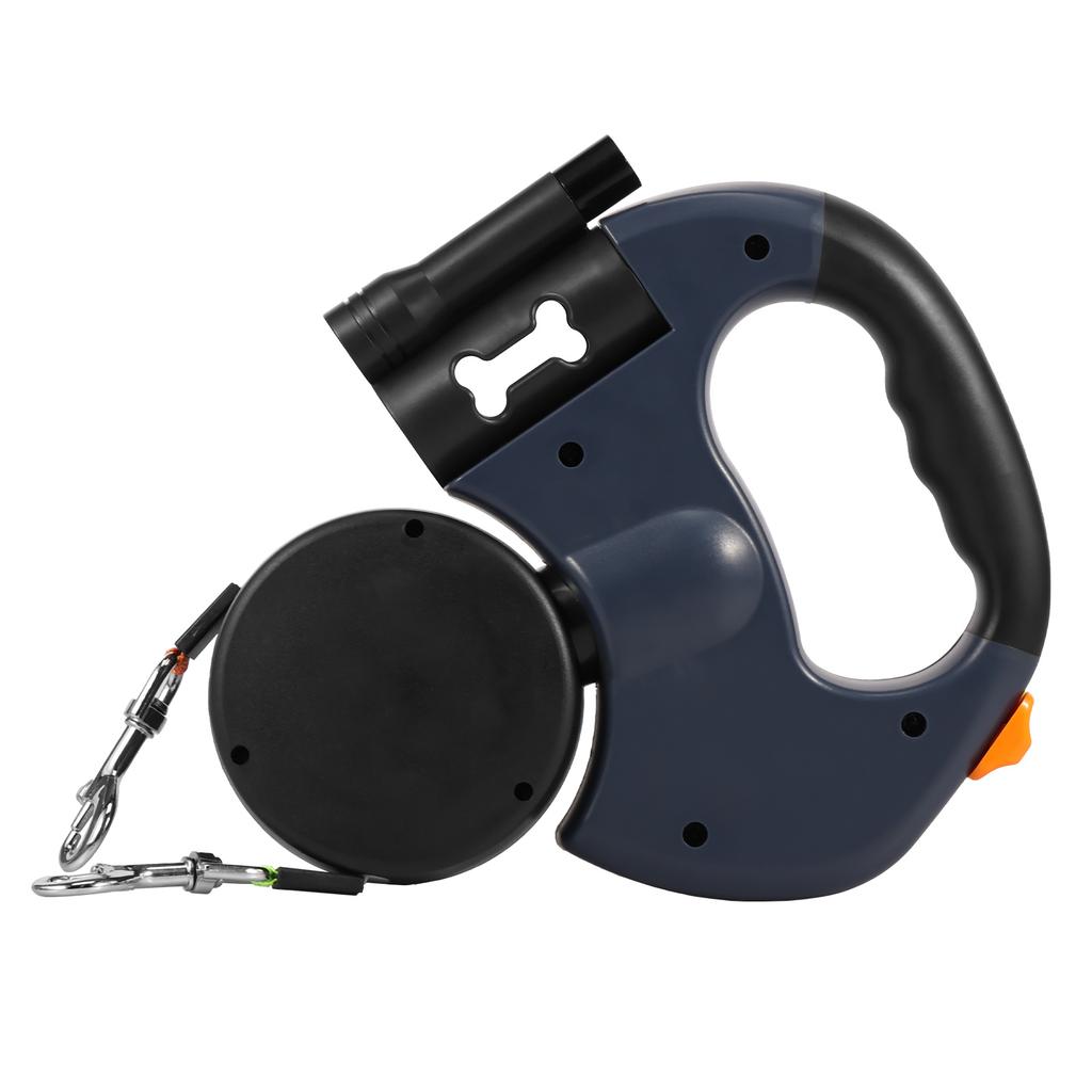 2 IN 1 Retractable Dog Leash 3M Reflective Dog Walking Leash with Light and Garbage Bag Compartment for Small Medium Dogs