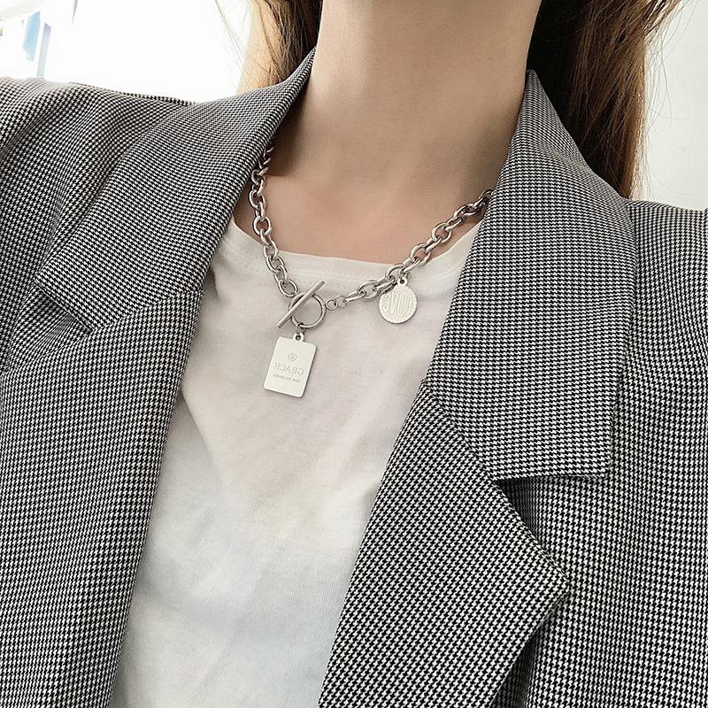 Ins Trendy Inspired Titanium Steel Choker Necklace For Women With Unique Letter Pendant