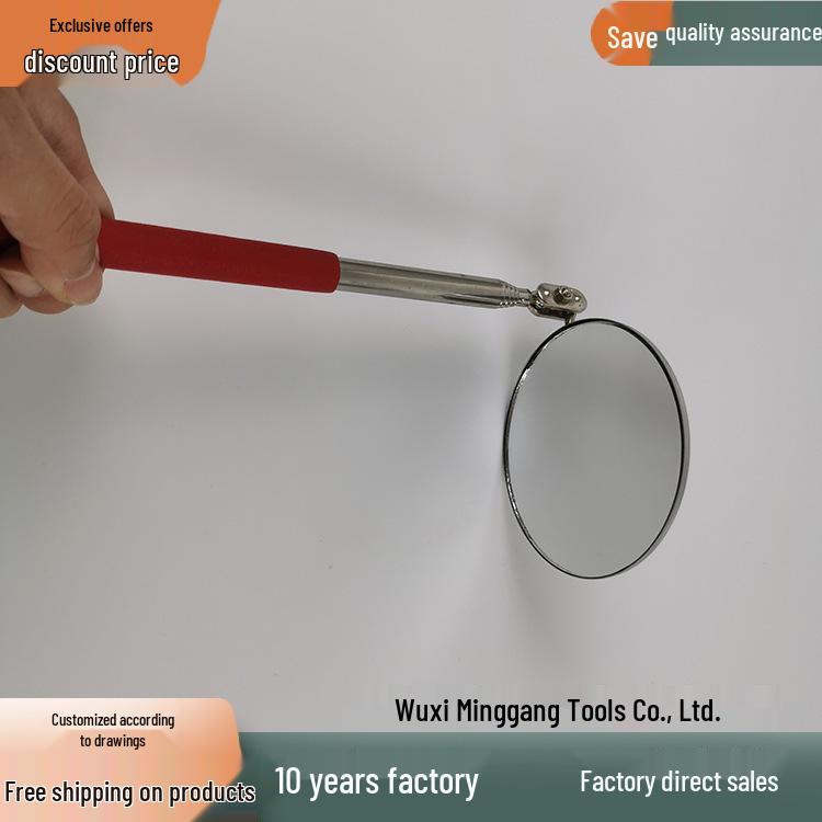 Universal Telescopic Folding Inspection Mirror with Large & Small Reflective Round Mirrors