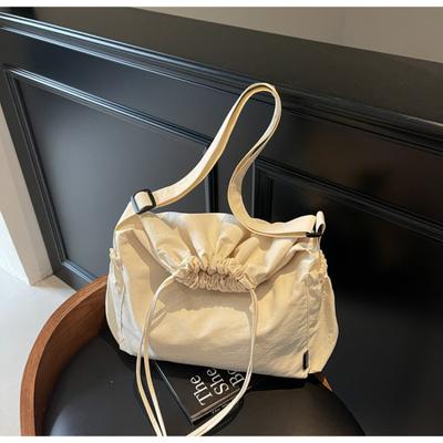 Fashion Pleated Bucket Bag New Macaron Casual Cloth Bag Versatile Shoulder Messenger Bag Women