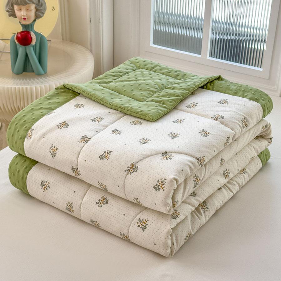 KDJEIKZ New Washable Cotton 3D Quilted Bean Blanket With Soybean Fiber Can Be Machine Washable Lightweight Luxury Cover Blanket