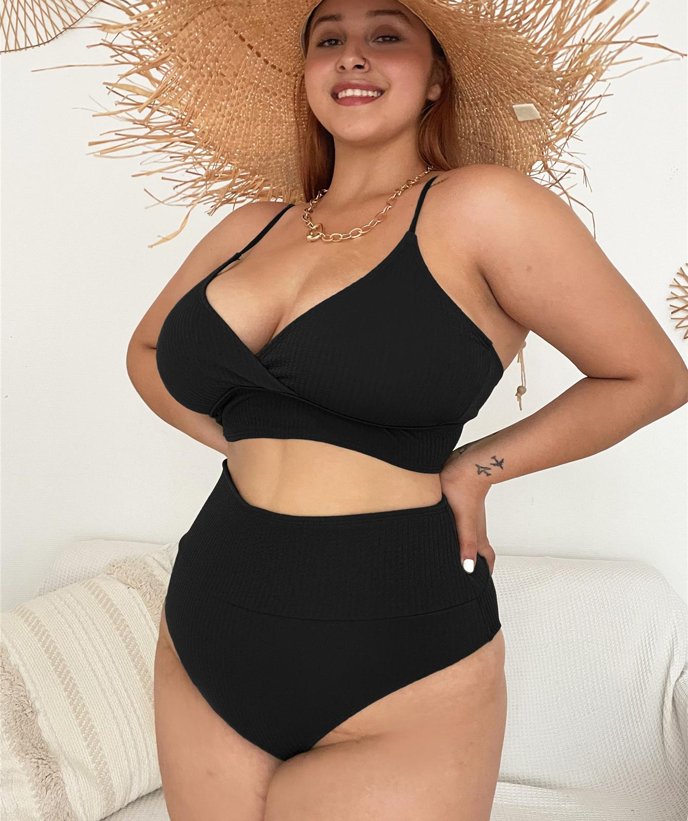 

Женские купальники, однотонный пляжный боди больших размеров, купальник с высокой талией, пляжная одежда, женский купальник, купальные костюмы 4XL чёрный