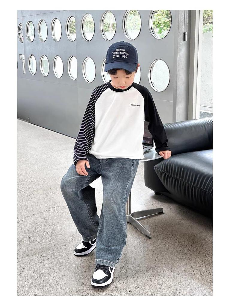 Boys' 2025 New Style Fleece-Lined Straight-Leg Jeans for Middle and Big Kids