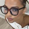 European and American color matching square large frame cat eye anti-blue light glasses frame plain retro glasses frame Internet celebrity fashion