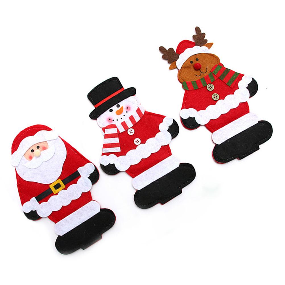 6pcs Christmas Cutlery Bag Set Reusable Tableware Holder For Fork Cutter Storage Holiday Party Decorations