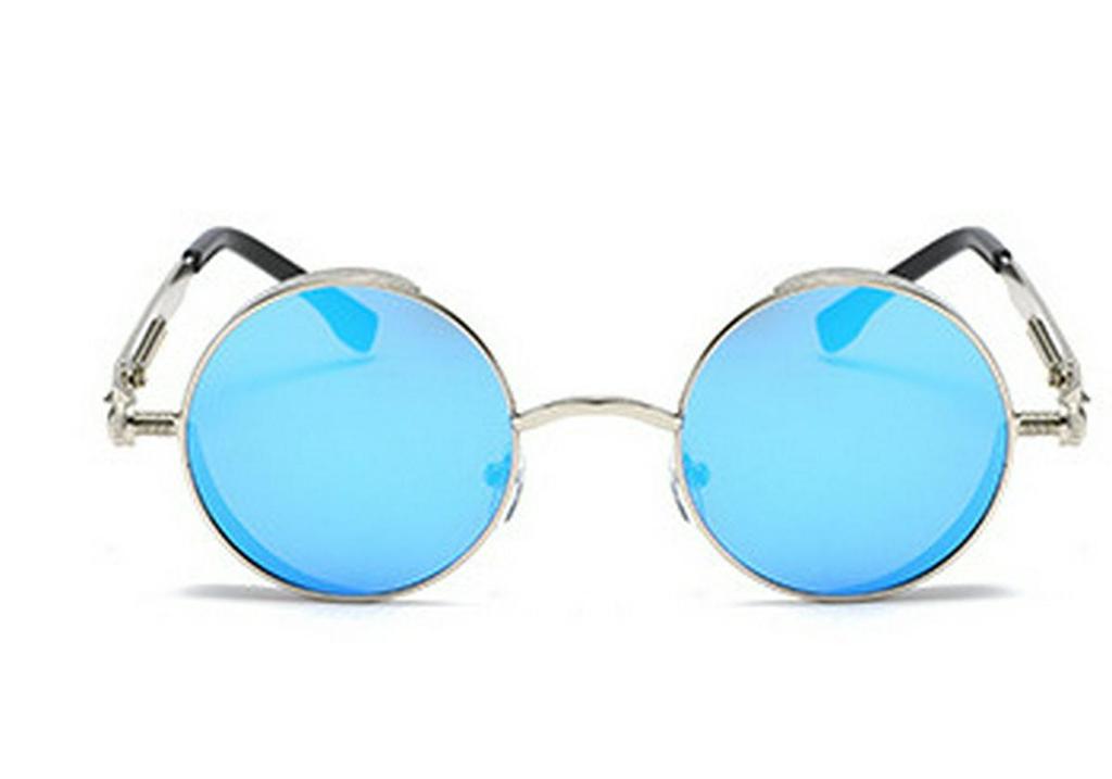 Versatile European-American Steampunk Metal Sunglasses with Spring Legs - Model 58028