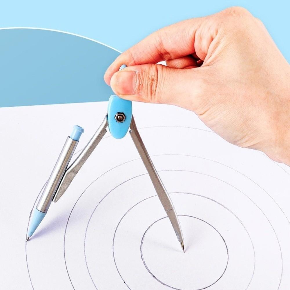 8PCS Eraser Protractor Plastic Triangle Ruler Portable Ruler Compasses Set  School Office