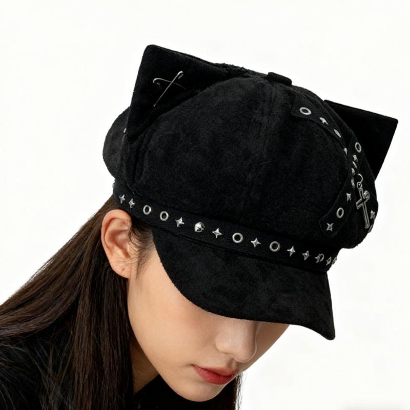 Trendy Painter Hat Eyelet Fashion Hat British Beret for Dating Photography Cabbie Headwear Painter Hat