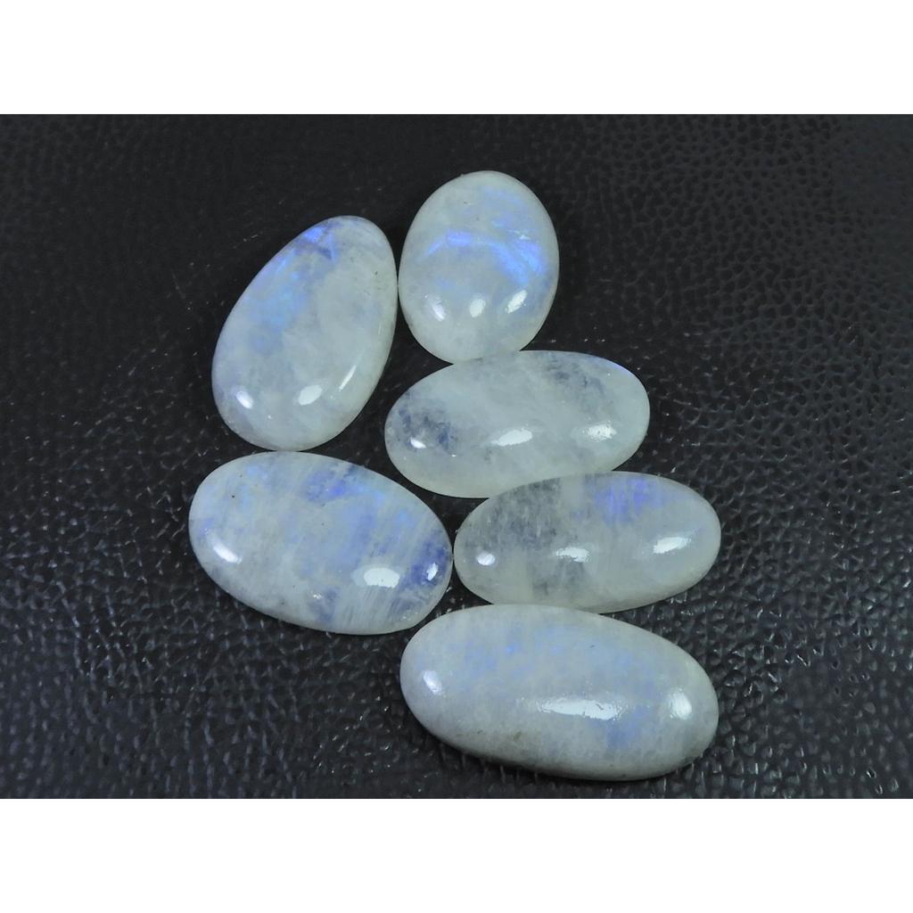 235Cts. Natural Rainbow Moonstone Oval Cabochon Loose Gemstone 06 Pcs Lot C-1651