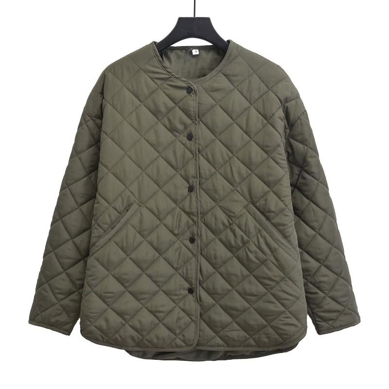 Womens Oversized Cotton Puffer Coat With Scarf Collar Solid Color Street Style Winter Jacket