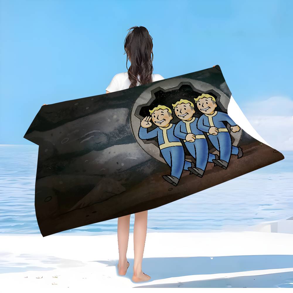 V-Vault-Tec F-Fallout Logo Bath Towel Microfiber Soft Water Absorbing Breathable For Girl Kids Decorative Cartoon Beach Towel