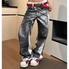 American High Street D-printed Lightning Crack Jeans Men's and Women's Niche Retro Loose Wide-leg Design Trendy Cool Trousers
