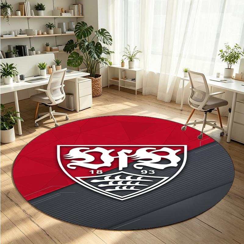 VfB Stuttgart Printed Round Crystal Velvet Rug Soft Non Slip Floor Carpet For Bedroom Holiday Gift