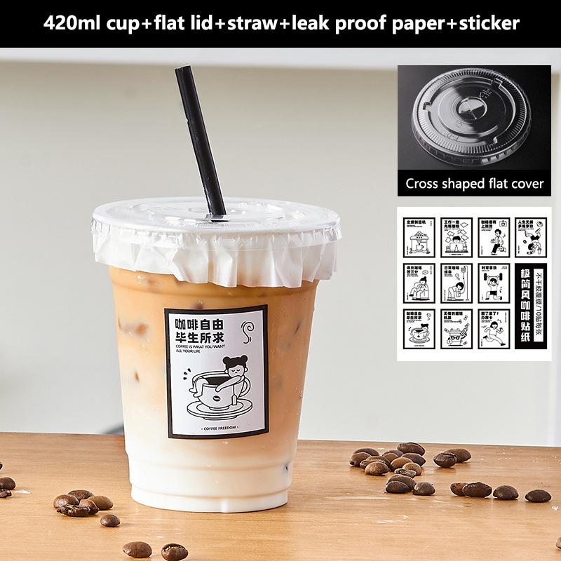 10Pcs Clear Plastic Cup With Strawless Lids Disposable Cups For Iced Coffee Or Juice Party Smoothie Milkshake Cold Drinks