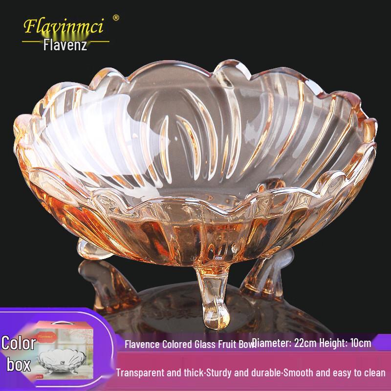 

Flavinmci European Style Amber Crystal Glass Fruit & Candy Bowl