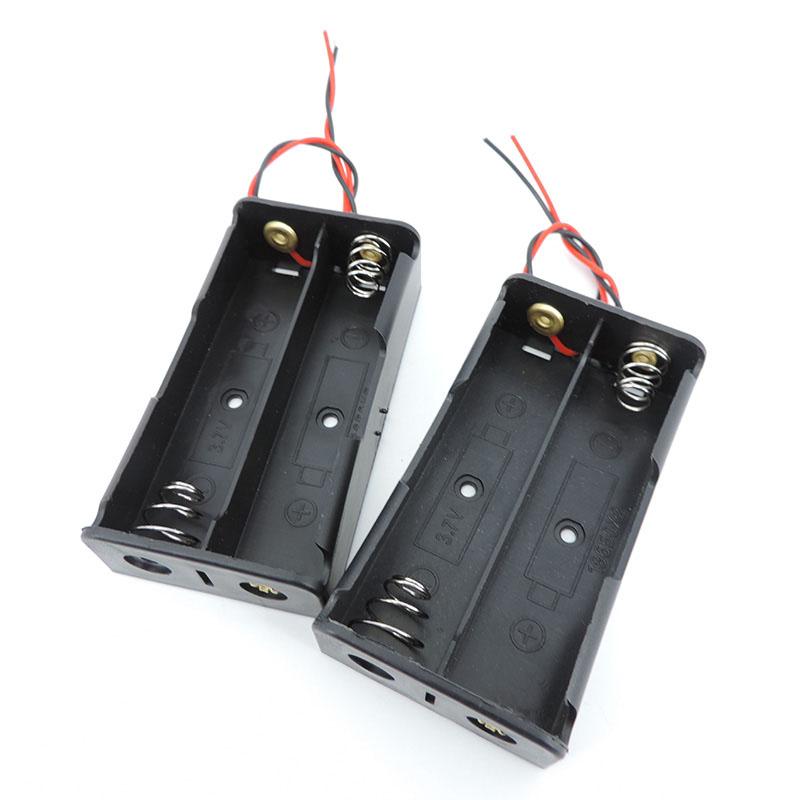 5 Stück 1/2/3/4 Schlitze Port 18650 Batterie Aufbewahrungsbox Gehäuse DIY Way Batterien 3,7V Clip Halter Schwarzer Kunststoffbehälter Drahtleitung 2Pin