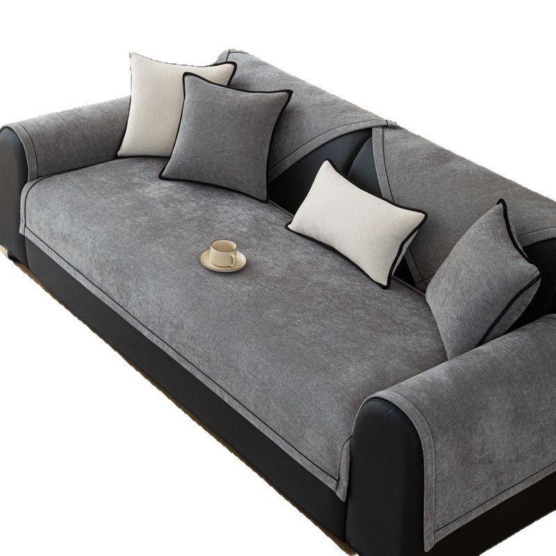 Sofa cushion universal in all seasons, new light luxury high-end non-slip leather sofa cushion, chenille sofa cover towel