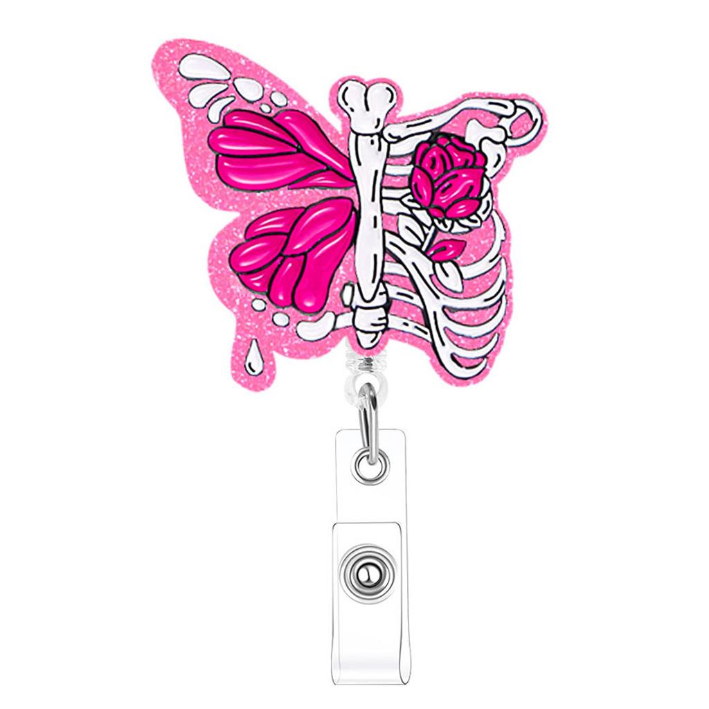 Glitter Acrylic Badge Holder Sturdy Ghost Id Card Holder Retractable Badge Reel Acrylic Pumpkin Badge Reel For Id Display Doctor