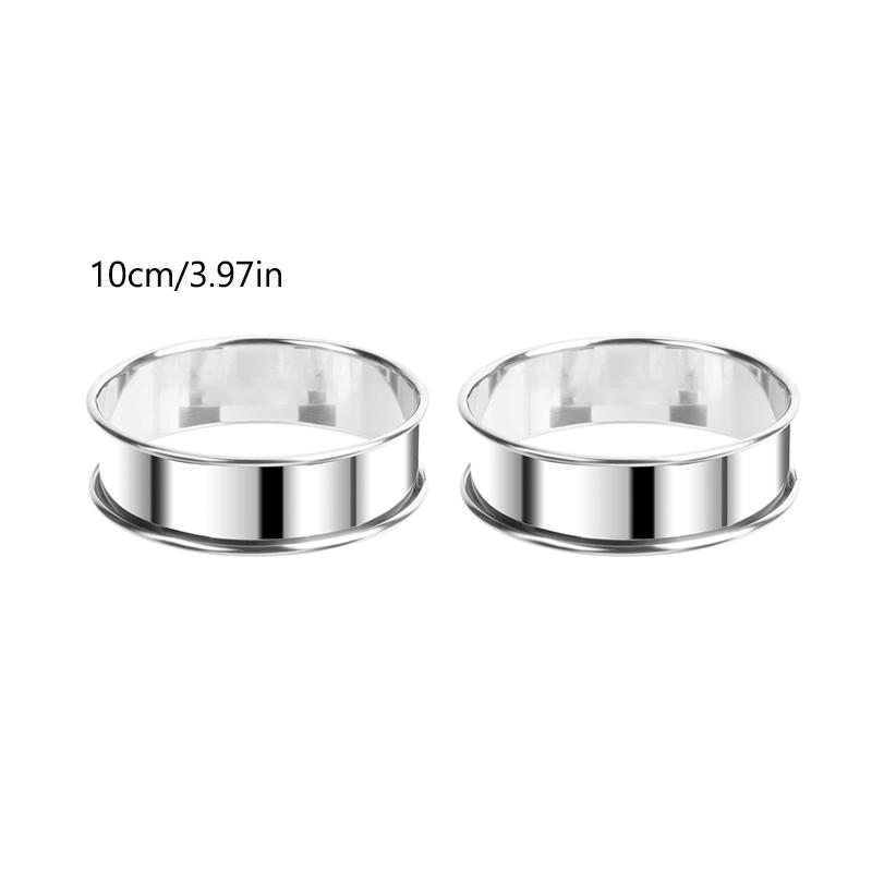 2pcs Stainless Steel Double Rolled Baking Circle Tart Ring Fruit Pie Cake Cookie Molds for Kitchen Biscuit Pastry