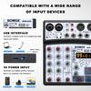BOMGE 99DSP Echo DJ Audio Sound Mixer Interface Mixing Console Karaoke MP3 USB Bluetooth Stereo Record 48V Phantom Power 5V Power Supply 4-Channel