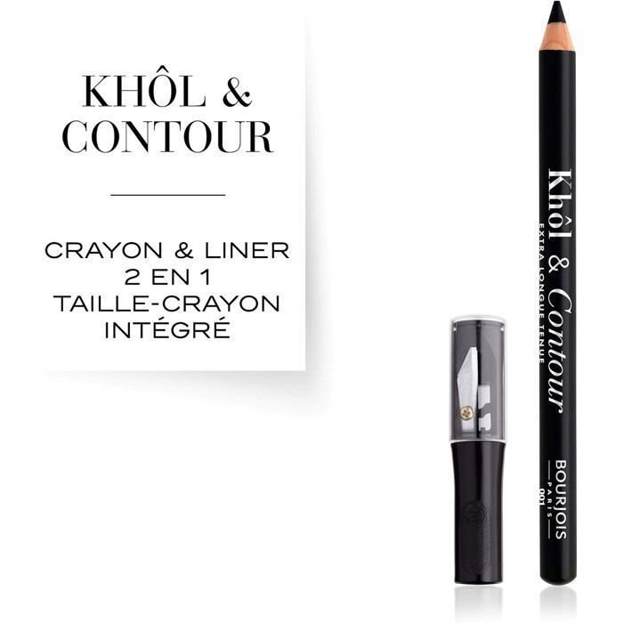 Crayon yeux - Bourjois - KOHL&amp;CONTOUR - 001 Black - 1,2 g - Regard intense et défini