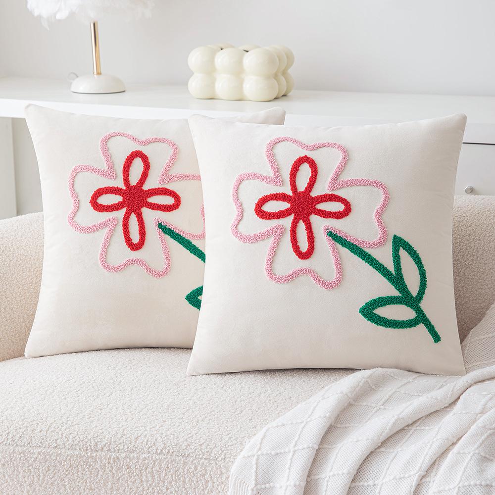 Мультяшная вышитая наволочка с пандой, скандинавский стиль Ins, декоративная подушка для гостиной, дивана, поясная подушка, прикроватная подушка, качество 45 * 45cm without core