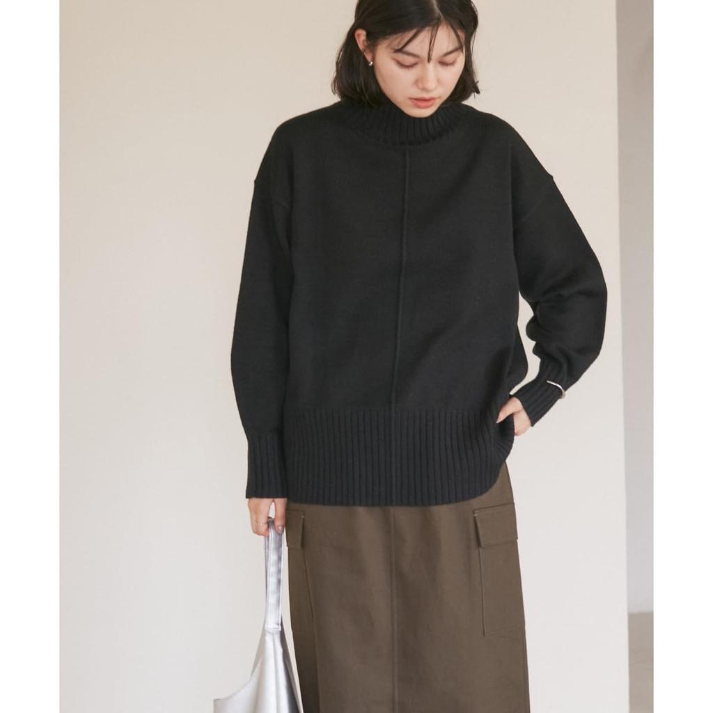 ROPE PICNIC GDM54110 Black Knit Pullover with Center Machine Perfect for Coordinating with Other Items Women's (01) Tuck, Mid-Length, Anti-Static,