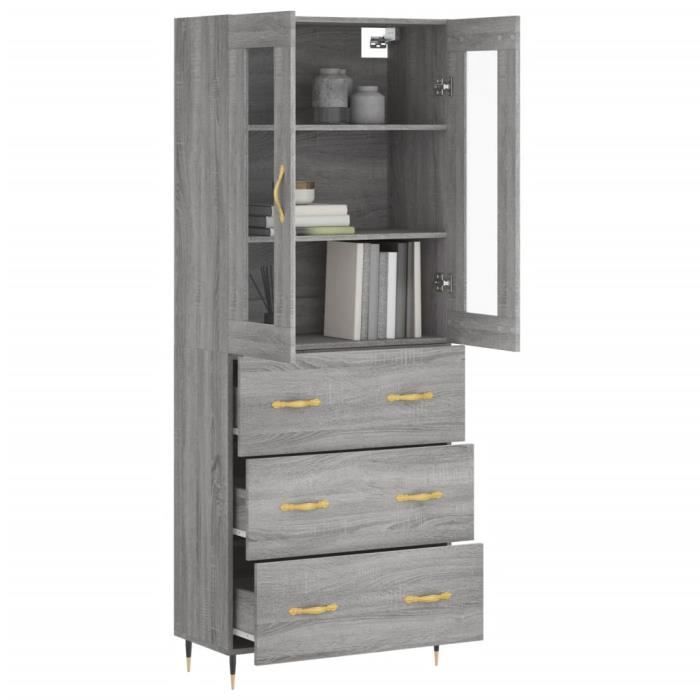 VidaXL Highboard Sonoma Grey 69.5x34x180 Cm Engineered Wood 3198391