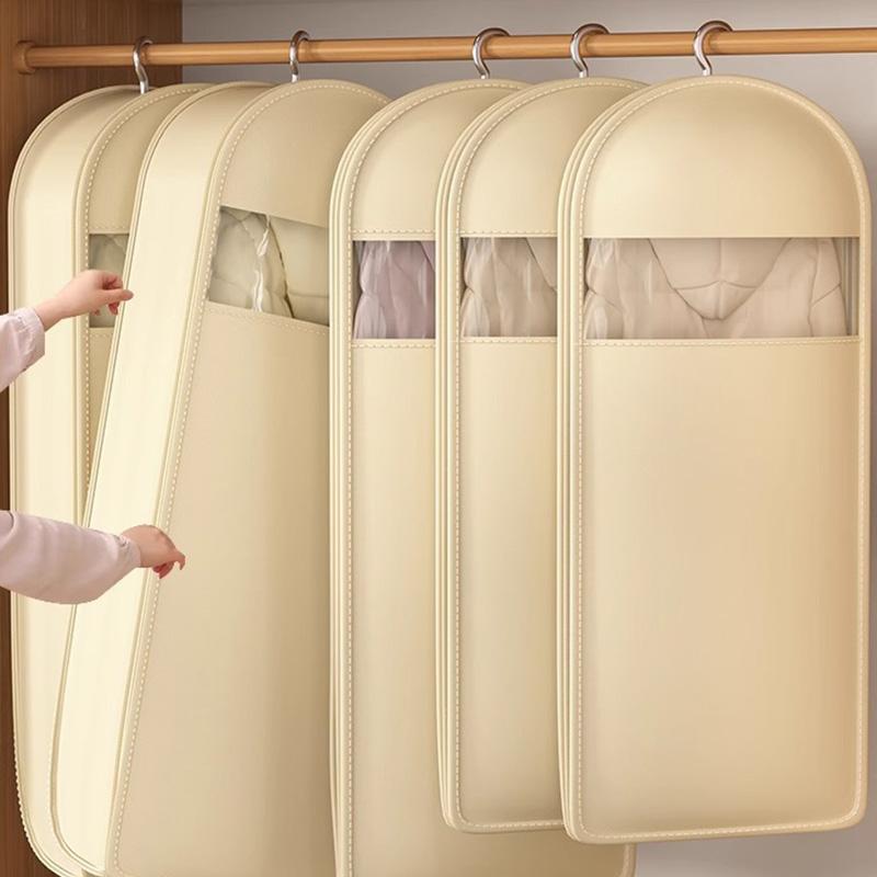 Dust Cover Clothes Bags Space-Saving Compressed Down Jacket Storage Bag Transparent Hanging Dust Cover With Zipper Organizer